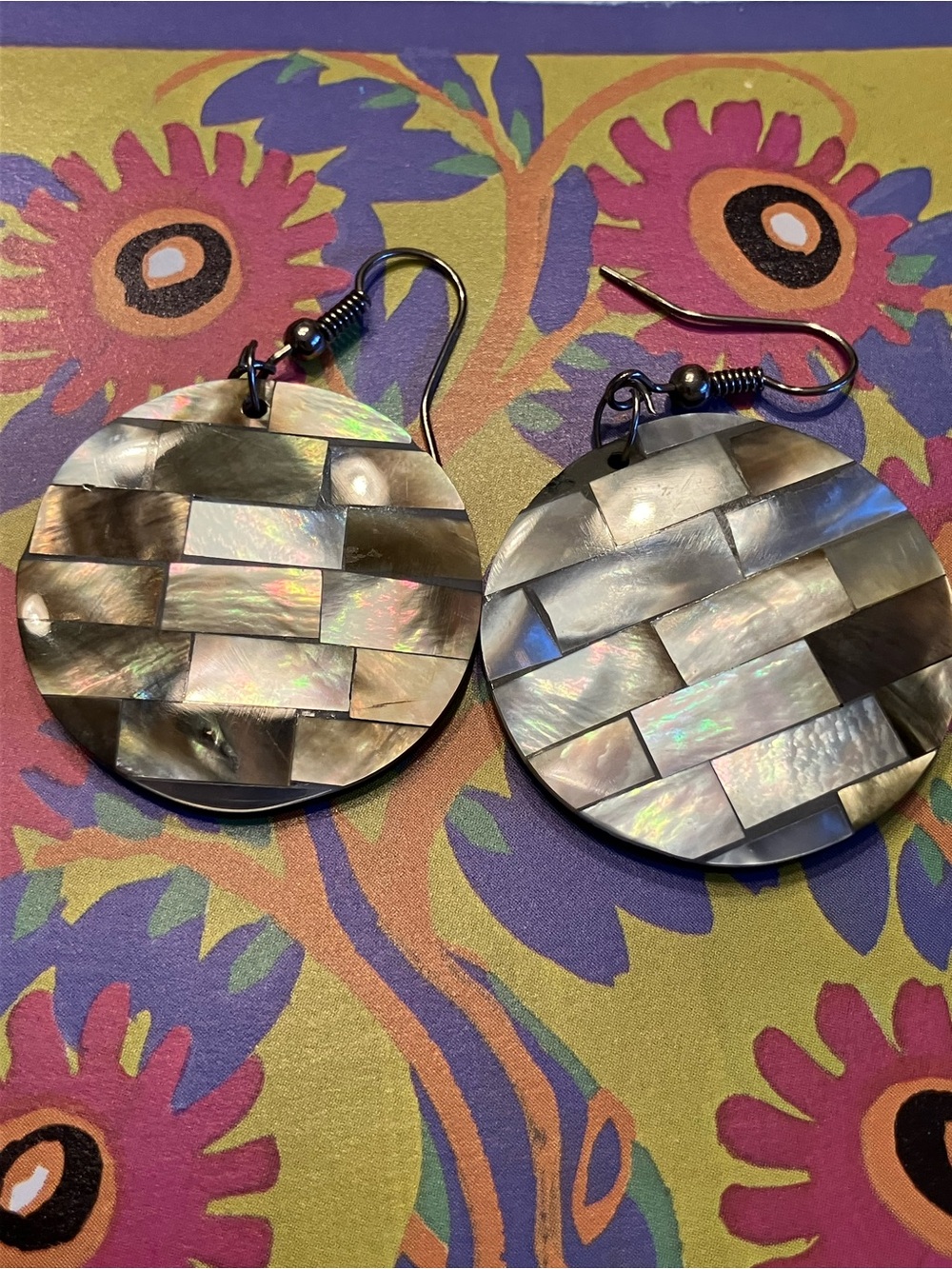 MOTHER OF PEARL STUNNING MOSAIC EARRINGS